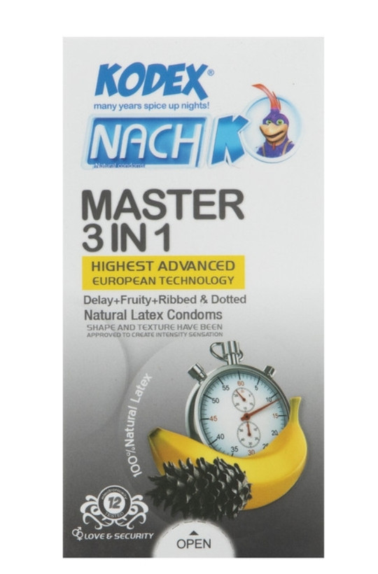کاندوم تاخیری کدکس مدل Master 3 In 1 بسته 12 عددی